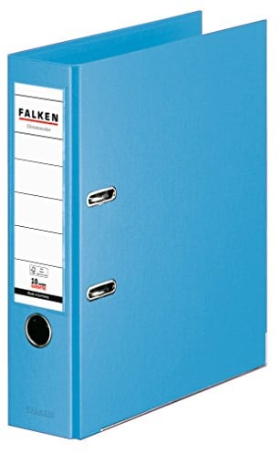 Original Falken Chromocolor Premium-Ordner. Made in Germany. Kunststoffbezug außen und innen 8 cm breit DIN A4 Pastell-Farbe hellblau Ringordner Aktenordner Briefordner Büroordner Plastikordner
