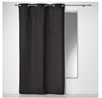 Douceur d'Intérieur, Rideau à Oeillets (140 x 240 cm) Panama Noir, Coton Uni