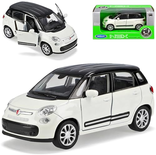 Welly FIAT 500L Weiss Schwarzes Dach Ab 2012 ca 1/43 1/36-1/46 Modell Auto mit individiuellem Wunschkennzeichen