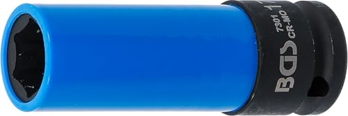 BGS 7301 | Kraft-Schoneinsatz | Innenvierkant 12,5 mm (1/2) | SW 17 mm | Pro Torque® (Sechskant) | Länge 85 mm | Chrom-Molybdän-Stahl | Kunststoffmantel für Alufelgen | Hand-/Schlagschrauberbetrieb