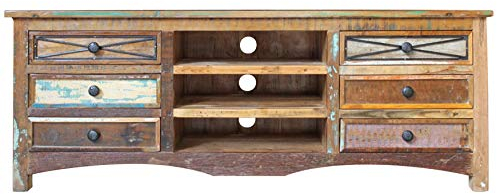 MASSIVMOEBEL24.DE Nature of Spirit TV-Board 160x45x60 Indisches Altholz, Farbe:Mehrfarbig lackiert, Größe:160x45x60 cm (BxTxH)
