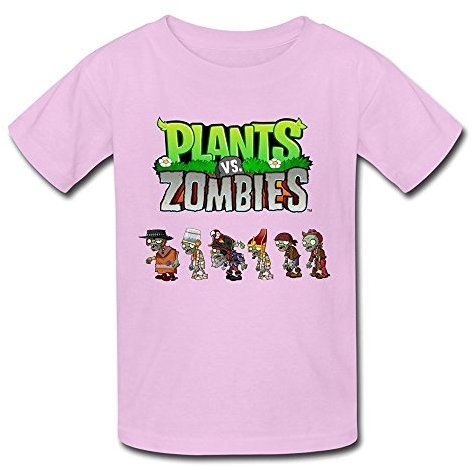 Tess Simona Kid's Cool Plants Vs. Zombies T-Shirts Medium Pink