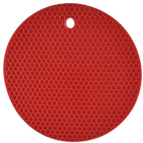 Sourcingmap Rubber Kitchen Round Shaped Nonslip Heat Resistant Pot Mat Pad Holder Red