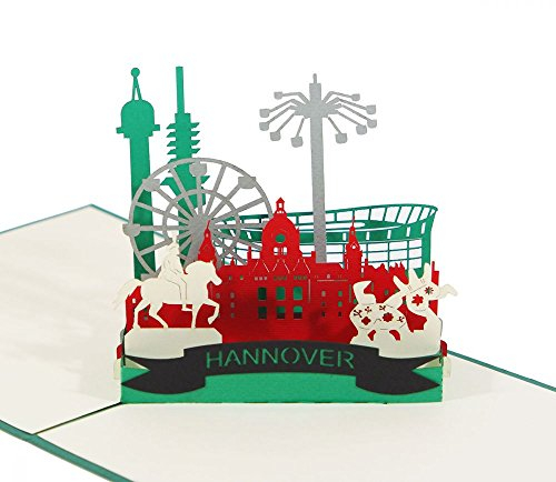 Hannover - Klappkarte / 3D Pop-Up Karte - Reise-Gutschein, Grußkarte, Geburtstagskarte, Glückwunschkarte, Urlaubskarte, Andenken, Souvenir aus Niedersachsen