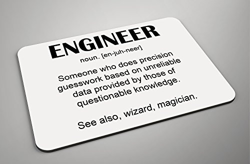 Engineer Definition - Funny Profession Text Design On Padded Foam/Fabric Mousemat/Mousepad - Great Gift Idea