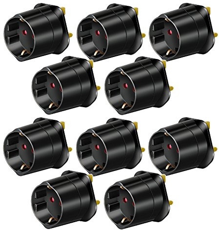 10er Maxi Sparpack Brennenstuhl Reisestecker Adapter, Steckdosenadapter Reise (Für: England Steckdose und Euro Stecker) Farbe: schwarz (10 Stück)