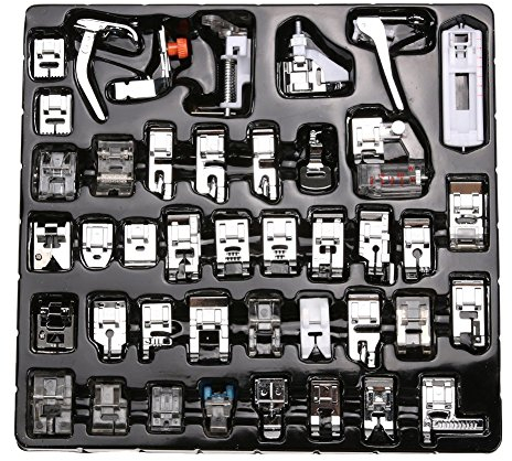 ele ELEOPTION Machine à Coudre kit Pieds-de-biche Multifonctionnel pour Machine à Coudre domistique Ourlet Pied de pièces Accessoires pour Brother Singer Lot de (42pcs)