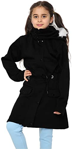 A2Z 4 Kids Parka Jacket - Fleece Padded Jacket Black 7-8