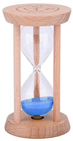 Weiye Mini Sablier en bois - Pour la maison, le restaurant - 1 minute/3 minutes - Couleur bois, Wood + Blue, 1min