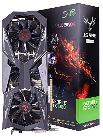 Carte Graphique,Coloré IGame GTX1080Ti Vulcan X OC Carte Graphique VidéO, 3 Refroidissement Fan OC Carte Graphique D'éDition, GPU 1620-1733 MHz 11G 352bit Gamer Desktop Super Carte Externe SLI VR Read