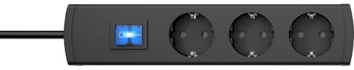 Kopp UNOversal® 232505009 - Regleta de 3 enchufes (1,4 m, con Interruptor y Gran Distancia), atornillable con protección táctil, Color Antracita