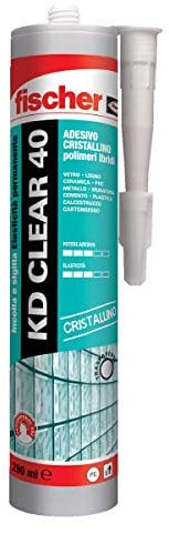 Fischer Kd Clear 40 Adesivo Sigillante Trasparente Cristallino per Vetro, Vetromattone e Applicazioni ad Alto Pregio Estetico, 290 ml