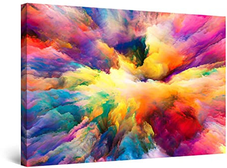 Startonight Bilder Wolken Farben Wolken - Leinwandbilder Moderne Kunst - Abstrakte Wanddeko Kunstdrucke - Wandbilder XXL Wohnzimmer Groß Wand Bild 80 x 120 cm, Tag Nacht Effekt, Elegante
