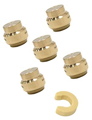 (5 Stück) EFIELD Höger 1/2 Stecker Endkappe Steckfitting zum Verbinden von Pex, Kupfer, CPVC mit Trennclip, bleifrei Messing 5 Stück