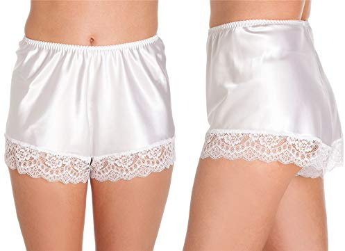 undercover lingerie F58 Womens Luxury Satin French Knickers White XOS