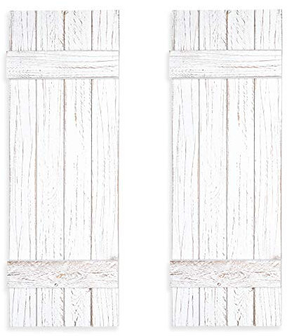 Ilyapa Holzfensterläden Wanddekoration – Bauernhaus-Stil verwitterte weiße Scheunentür-Rollläden für Innenwandkunst – amerikanisches Familienunternehmen