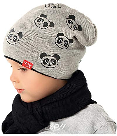 AJS Mütze Übergangsmütze Strickmütze Junge Bären Kindermütze Frühling Herbst, Farbe: Blau
