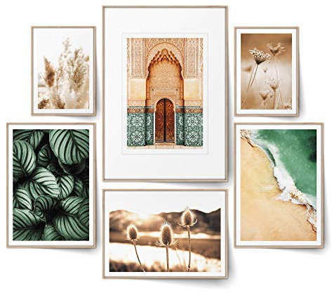 BLCKART Infinity Poster-Set Smaragd Green- beidseitig bedruckte Wandbilder - Premium Poster - Bilder zur Wanddekoration - Größe M 4x A4 und 2x A5