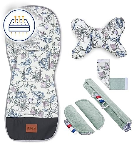 Atmungsaktive Sitzauflage Kinderwagen, Sitzauflage Buggy Sommer - Kinderwagen Zubehör - Universal - Kinderwagen Einlage mit Anti-Schock-Kissen, buggy einlage sommer – Meadow Flower