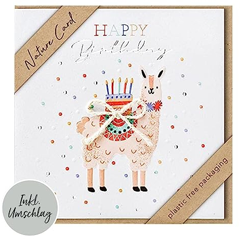 bsb - Biglietto di compleanno – Nature Card – Biglietti sostenibili per compleanno – Biglietti di compleanno con busta – Biglietto di auguri per donne e uomini – Biglietto di auguri 15,5 x 15,5 cm