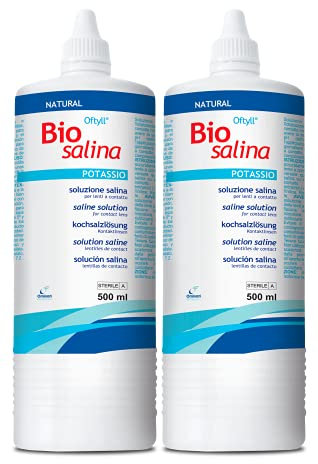 Oftyll Biosalina - Spülung und Befeuchtung von Kontaktlinsen. Kochsalzlösung mit Kalium - Bipack 2 x 500 ml