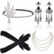 Meiruier 5 Stück1920 Zubehör-Set, 1920er Jahre Mode Stirnband Halter Lange Handschuhe Perlenkette Great Gatsby Accessoires für Frauen, Charleston Fancy Set (Style 3)