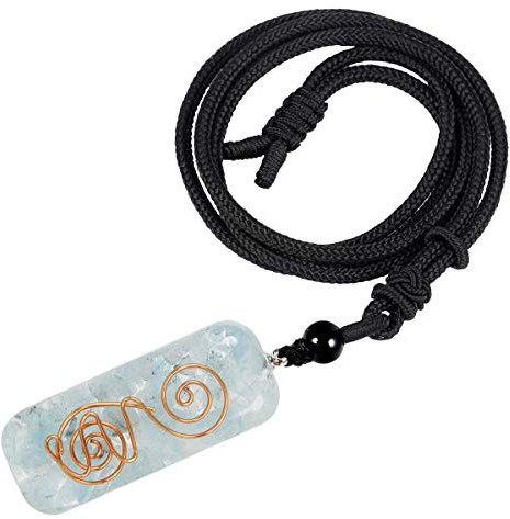 KYEYGWO Aquamarine Unisex Harz Kristall Anhänger mit Einstellbare Nylon Seil, Reiki Chakra Halskette Rechteckiger Edelstein Amulett Segen Glücksbringer Mode Stein Schmuck