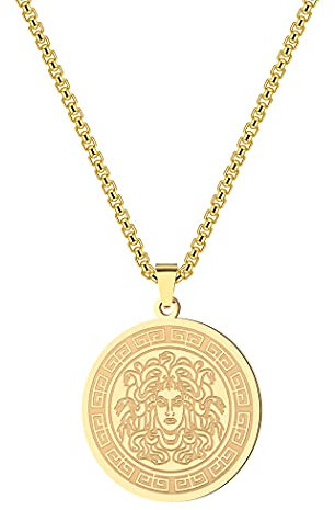 Chereda Mythologie Medusa Gorgon Halskette für Damen und Herren mit antikem griechischem Symbol Schmuck aus Edelstahl