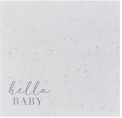 Ginger Ray Hello Baby Shower Party Papierservietten, 16 Stück, 16.5 cm x 16.5 cm, cremefarben