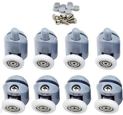 Louik 8 Pcs 23mm Roulette Porte Coulissante Douche, Galet Roue pour Porte de Douche Salle de Bain (4 en Haut et 4 en Bas)