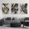 HEHGVCF Bild auf Leinwand Geometrische 40 x 60 cm, Abstrakt Marmor Art Schwarz Weiß Gold Grau Wandbild Poster Leinwandbild Bilder Poster Set Ohne Rahmen (D,40 x 60cm)