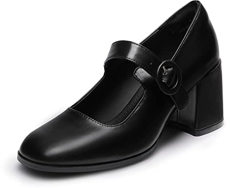DREAM PAIRS Women's Mary Jane Shoes Close Toe Dress Pumps Shoes SDPU2232W,Size 6.5,Black/Pu,SDPU2232W