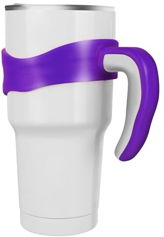 30 oz Tumbler Handle, Anti Slip Travel Mug Grip Cup Holder for Stainless Steel Tumblers, Suitable for Trail, Sic, Yeti, Rtic, Ozark and More 30 Ounce Tumbler Mugs (Purple)