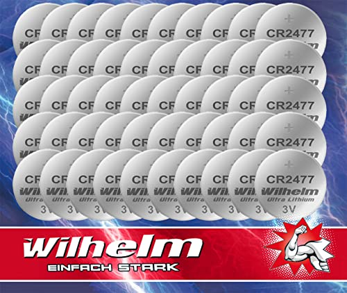 100 x CR2477 WILHELM Lithium Knopfzelle 3V 1070 mAh ø24 x 7,7 mm Batterie DL2477