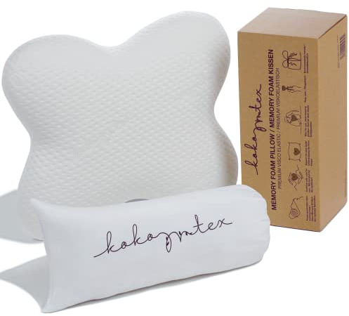KoKoTex orthopädisches Kissen für Seitenschläfer – Memory Foam Nackenkissen mit Butterfly-Form – mittlere Härte – atmungsaktiv & waschbar – 57×45×13 cm