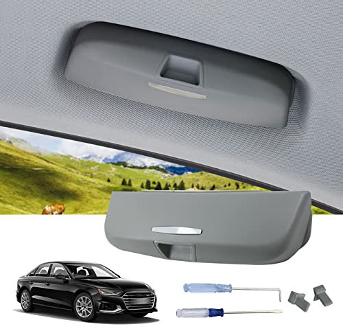 LUWU Kompatibel mit Audi A3 8V A4 B8 B9 A5 A6 C7 C8 Q3 8U Q5 Q7 S3 S4 S5 Auto Sonnenbrillenhalter Auto Brillenhalter Q3 8U F3 Q5 8R FY Q7 Brillen Aufbewahrungsbox Innenraum Zubehör (Grau)