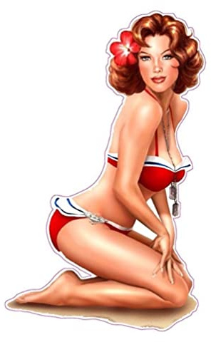hotrodspirit - Red Pinup Retro Style Badeanzug Aufkleber 13 x 8 cm
