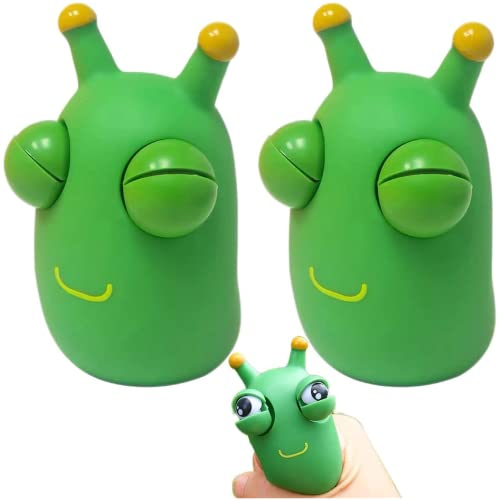 mciskin 2 Stück Lustiges Gras Wurm Kneifen Spielzeug, Grün, Natur/Garten, Squeeze Toy, für alle Altersgruppen