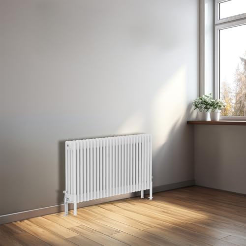 NRG 600x1190mm Gloss White Traditional Cast Iron Style Four Column Horizontal Radiator