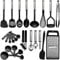 Kitchen Utensils Set, 24PCS Non-Stick Heat Resistant Silicone Cooking Utensils Set, Non Stick Spatula Turner Cookware Cooking Tools, Silicone Kitchen Utensils Set and Kitchen Gadgets Accessories Black