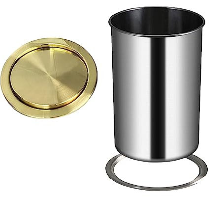 LYXXW Poubelle à Encastrer en INOX, Flap Trash Bin Flush, Balance Swing Flap Garbage, Poubelle pour Cuisine Salle De Bain Chambre à Coucher Bureau,d'or,12L
