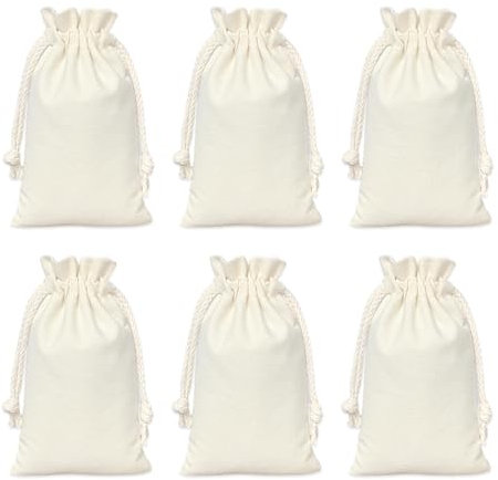 ATBUSS Bolsa de algodón de 6 piezas con puños ajustables, gran capacidad, resistente al desgaste y duradera, cómoda y transpirable para el almacenamiento diario, respetuoso con el medio ambiente y