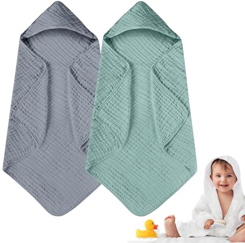MEYAGOT Lot de 2 serviettes à capuche pour bébé - Serviette à capuche - Serviette de bain pour bébé - 80 x 80 cm