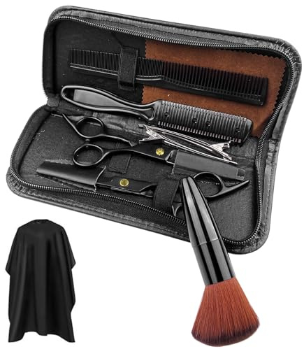 Relota 10 Stücke Friseur Zubehör, Haarschere Friseurschere, Schere Haare Schneiden, Haarschneide Set, Haarschneideschere Set, Friseurscheren Set, Effilierschere Set, Barber Set, Friseurset Schwarz
