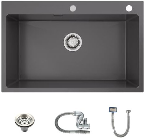 TORVA Fregadero de cocina de montaje superior 70 x 45 x 21,5 cm