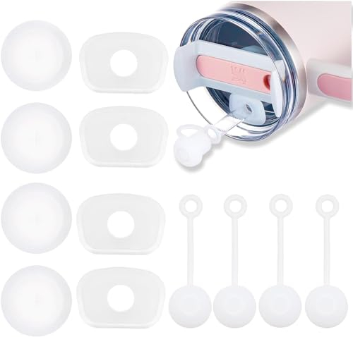 12PCS Stanley Cup Zubehör, Silikon Strohhalm Abdeckung für Stanley Cup 2.0, Stanley Zubehör für Stanley Thermobecher 40/30 oz, Staubabweisende Auslaufsicherer Straw Cover für Stanley Tumbler