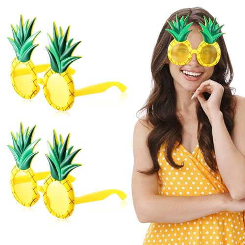 Sinmoe 2 Stück Ananas Sonnenbrillen Luau Party Sonnenbrille Hawaii Lustige Brillen Sommer Strand Requisiten Neuartiger Tropischer Kinder Party Brillenrahmen für Geburtstag Karneval Dekoration
