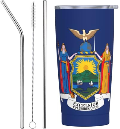 New York Flag Bouteille isotherme en acier inoxydable, à double paroi, tasse à café, tasse de voyage, 591 ml