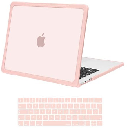 MOSISO Compatible with MacBook Pro 13 inch Case 2025 2024-2016 M2 M1 A2338 A2251 A2289 A2159 A1989 A1708 A1706, Soft TPU Bumper Anti-Cracking&Anti-Fingerprint Hard Shell&Keyboard Cover, Pink
