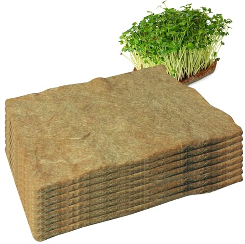 NASSMOSSE Micro Greens Pflanzmatte, 8 Hanfmatten für den Anbau von Microgreens, 25,4 x 50,8 cm, Microgreens Anzuchtset, Bio-Samensprossen-Wachstumsmatte, Jutematte, für Samen-Starterschalen